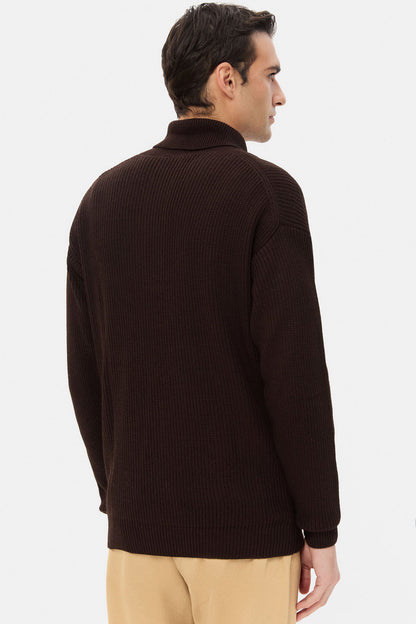 Ds Damat Regular Fit Kahverengi Selanik Örgü Kazak
