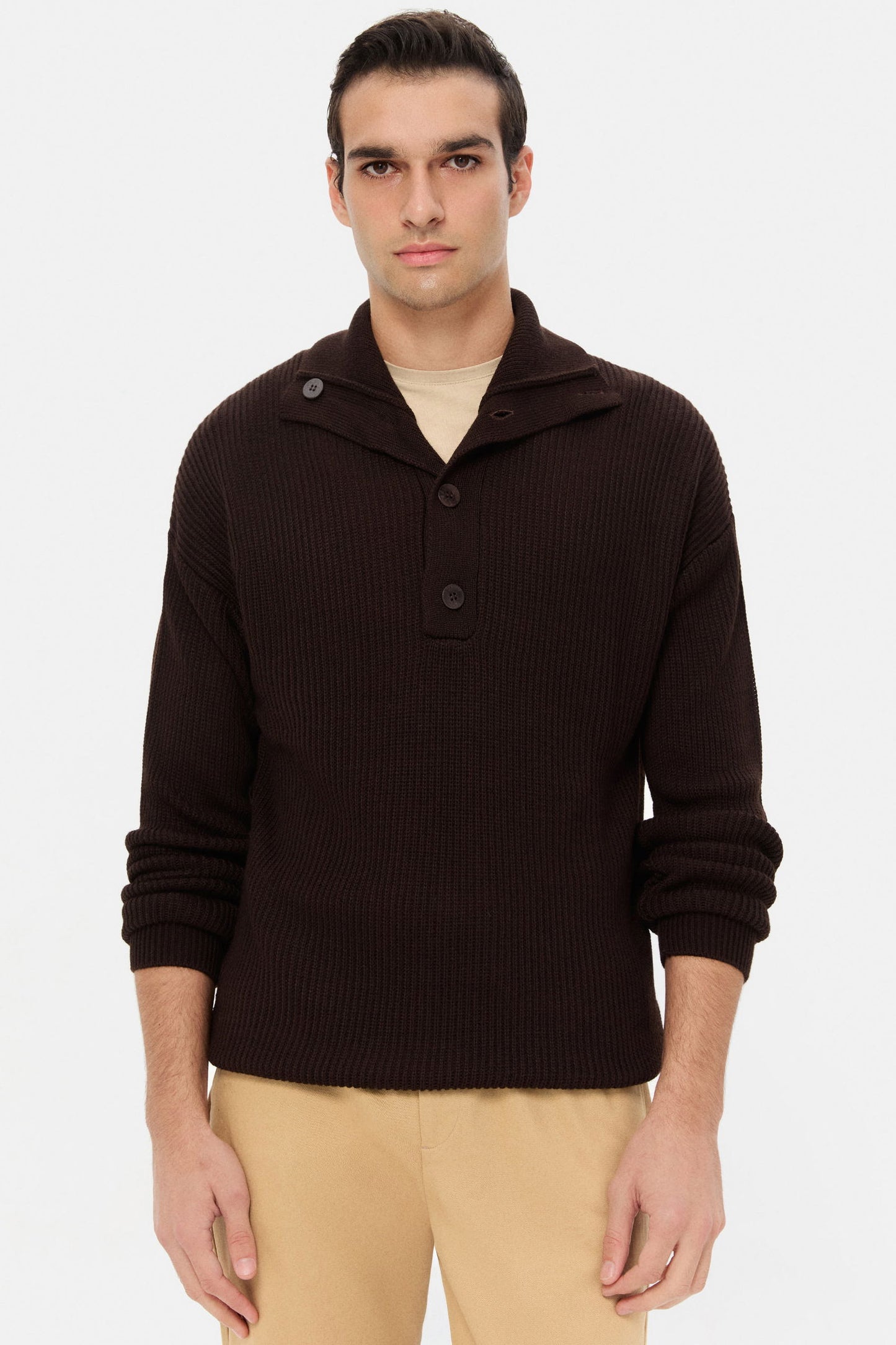 Ds Damat Regular Fit Kahverengi Selanik Örgü Kazak