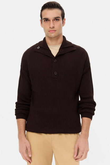Ds Damat Regular Fit Kahverengi Selanik Örgü Kazak