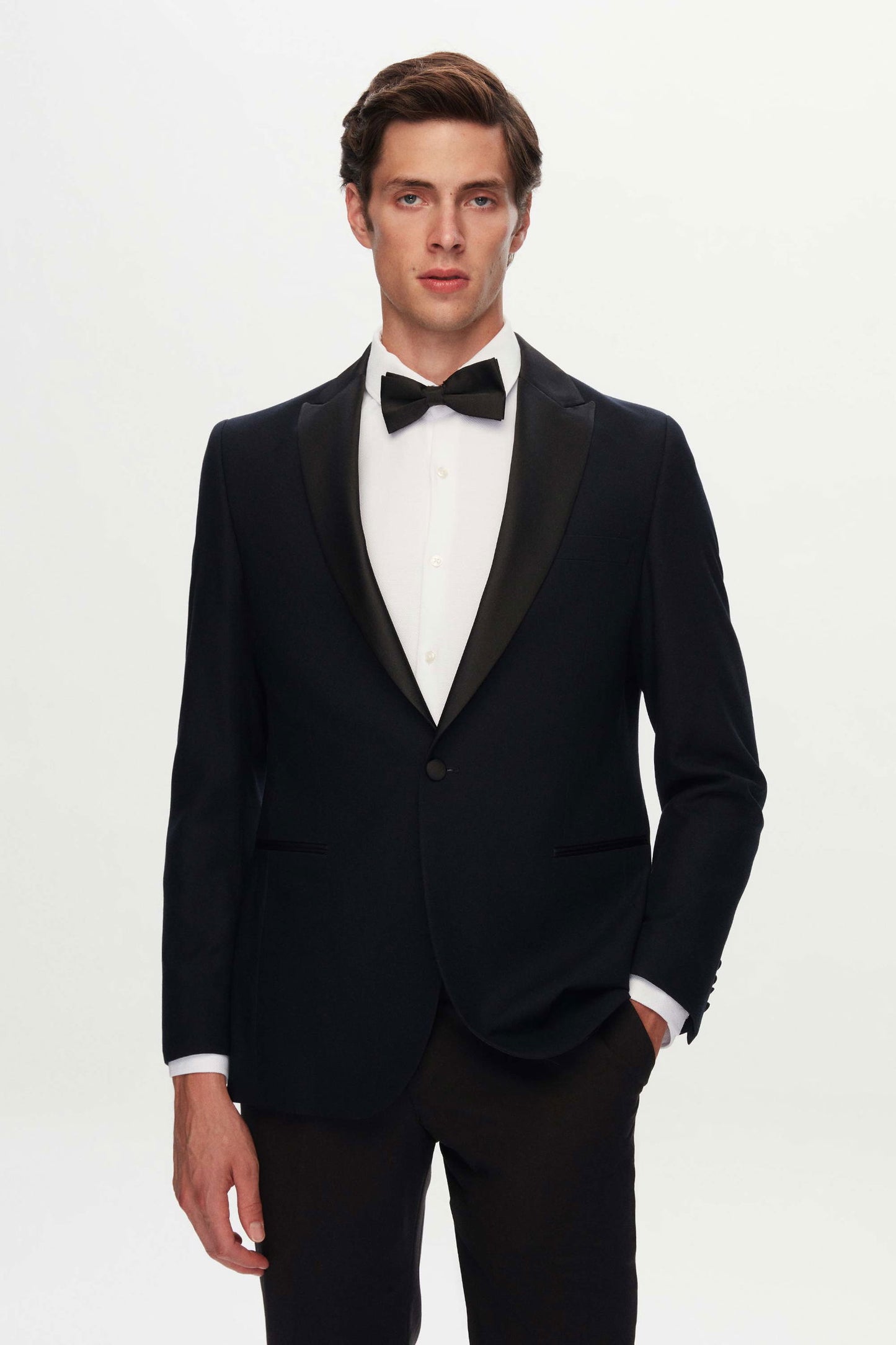 Ds Damat Slim Fit Lacivert Krep Desen Smokin Takim Elbise