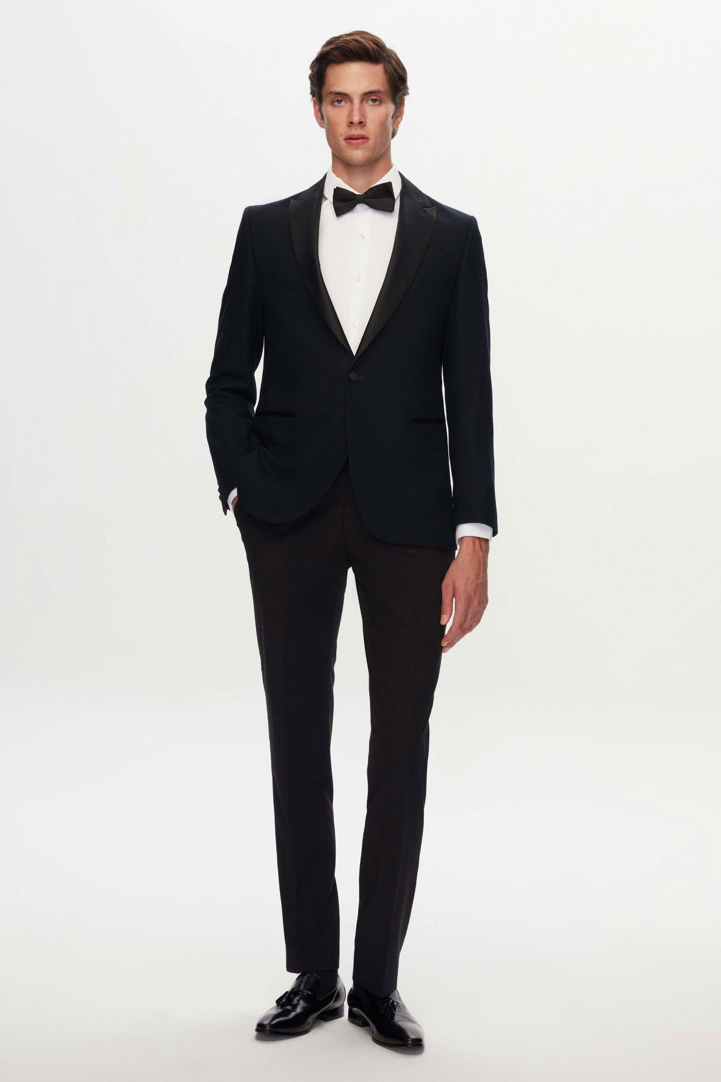 Ds Damat Slim Fit Lacivert Krep Desen Smokin Takim Elbise