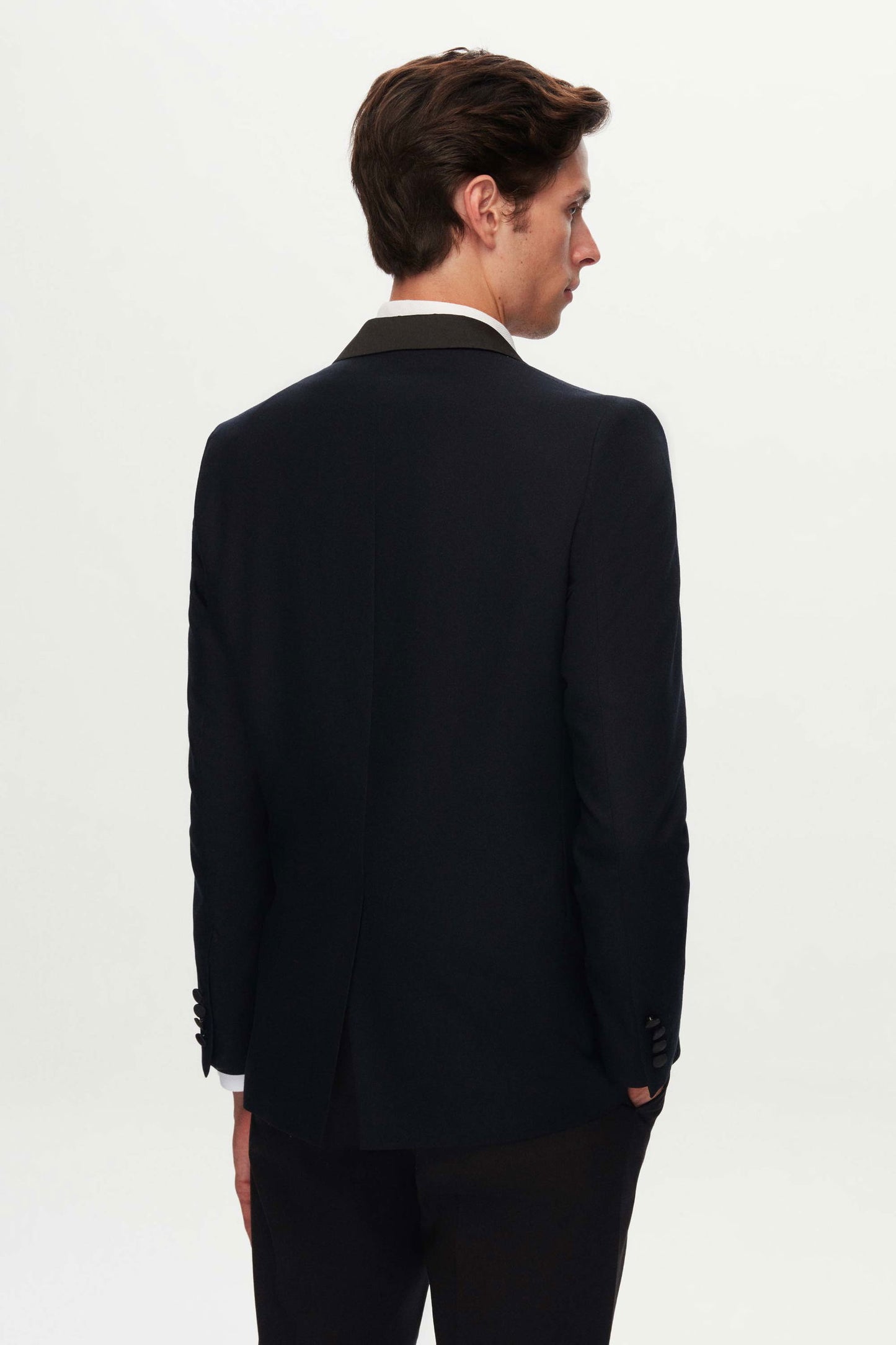 Ds Damat Slim Fit Lacivert Krep Desen Smokin Takim Elbise