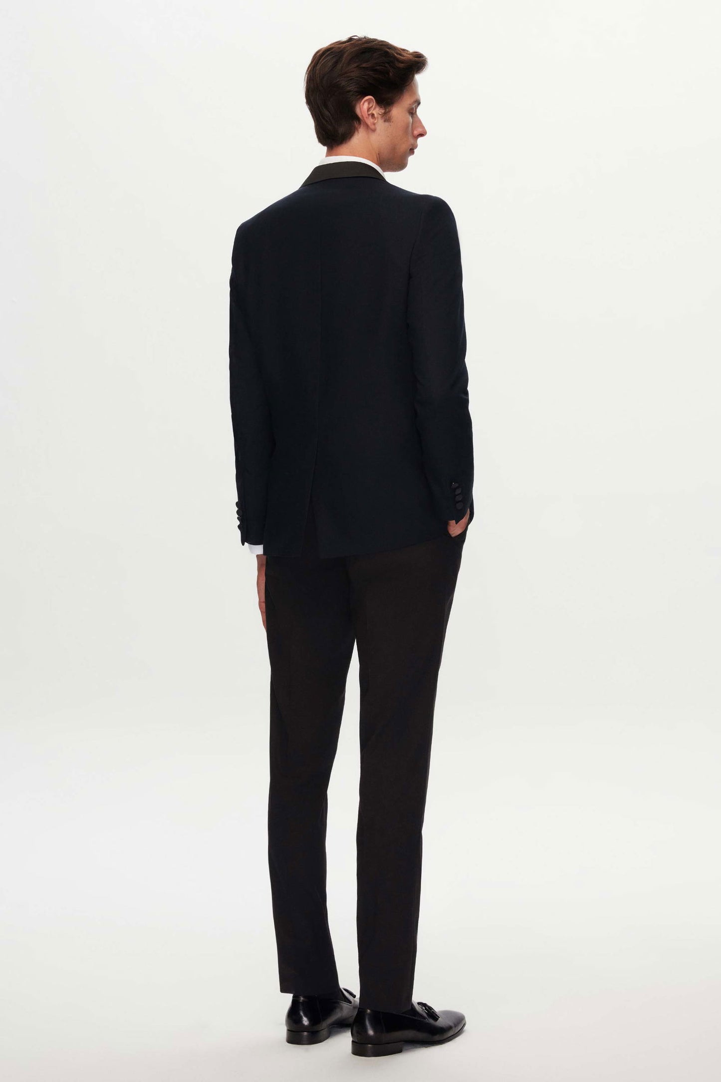 Ds Damat Slim Fit Lacivert Krep Desen Smokin Takim Elbise
