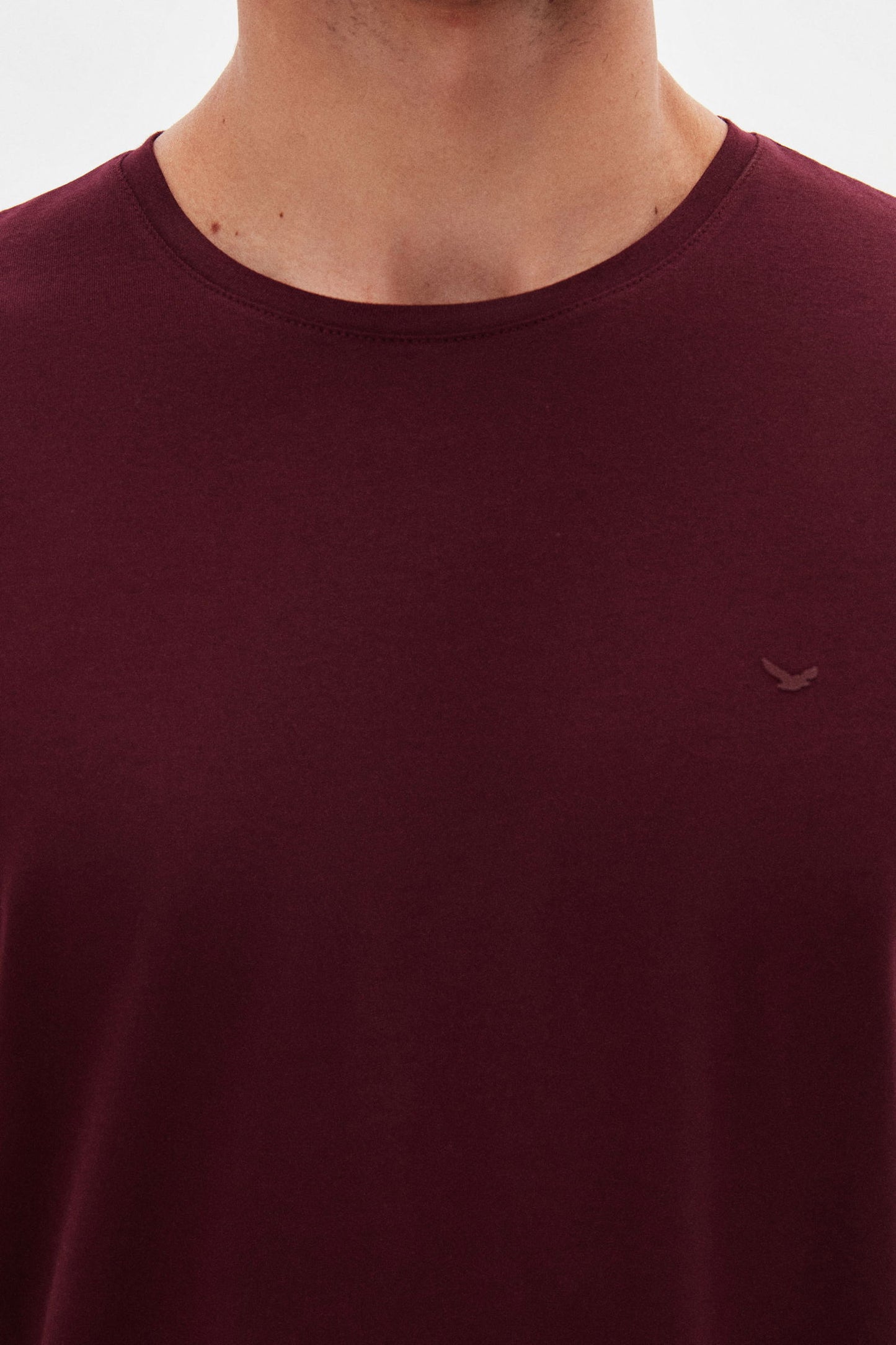 Ds Damat Regular Fit Mürdüm Düz %100 Pamuk Logo Baskılı T-shirt
