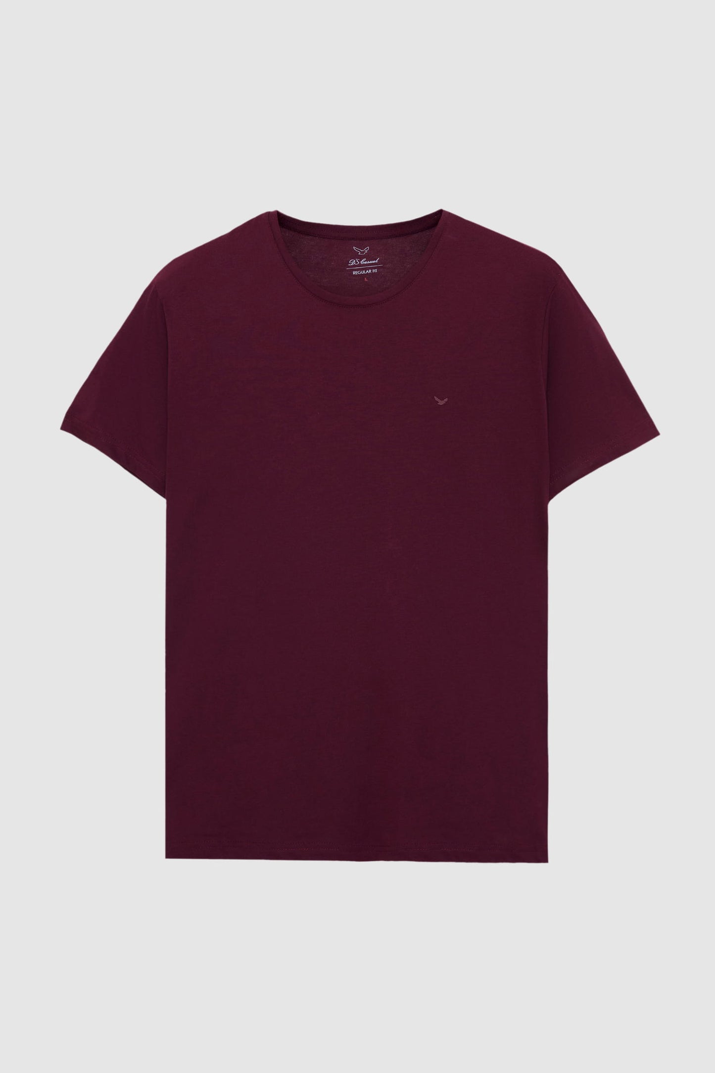 Ds Damat Regular Fit Mürdüm Düz %100 Pamuk Logo Baskılı T-shirt
