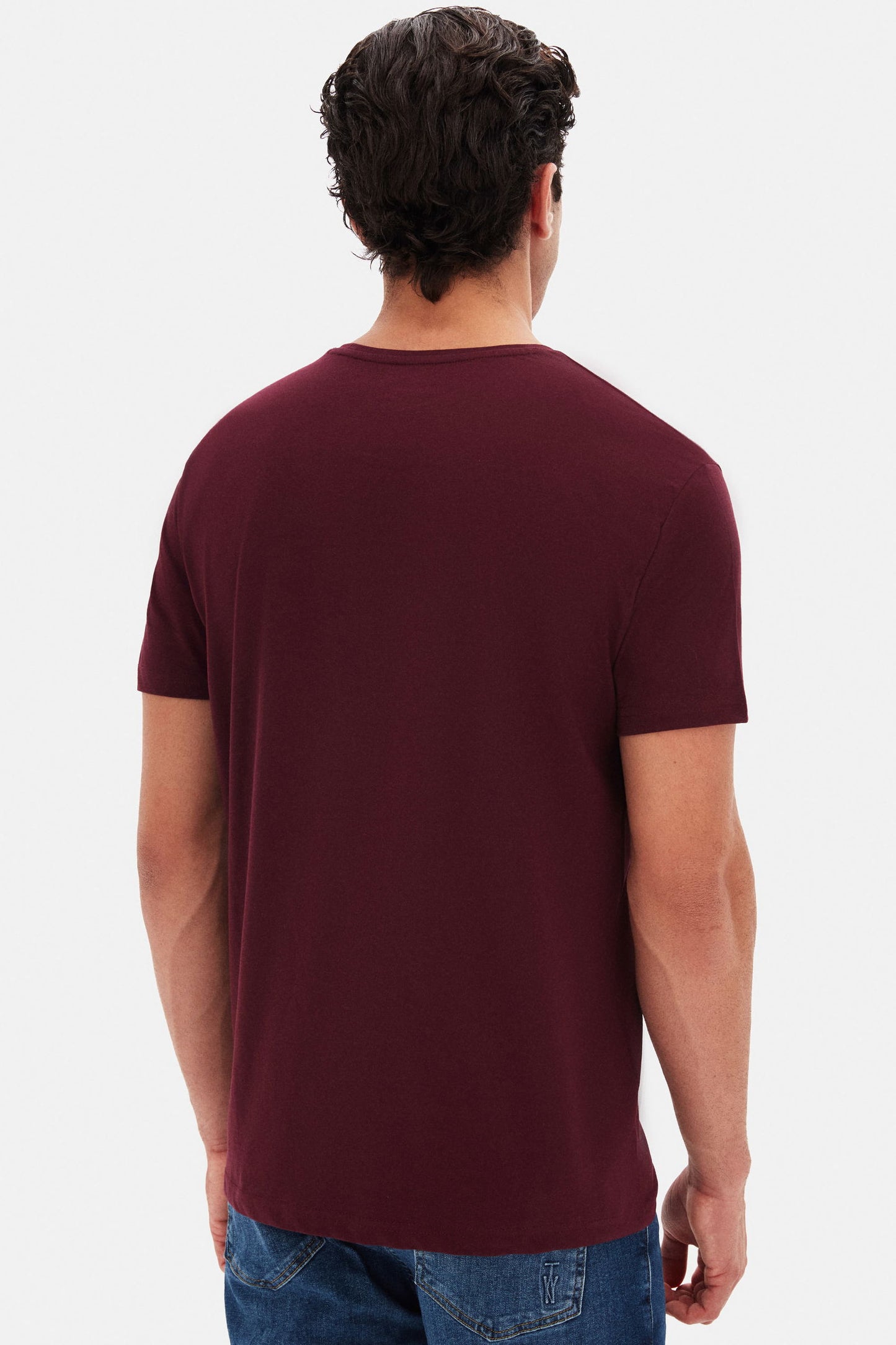 Ds Damat Regular Fit Mürdüm Düz %100 Pamuk Logo Baskılı T-shirt