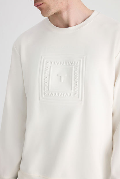 Twn Relaxed Fit Ekru Düz Sweatshirt