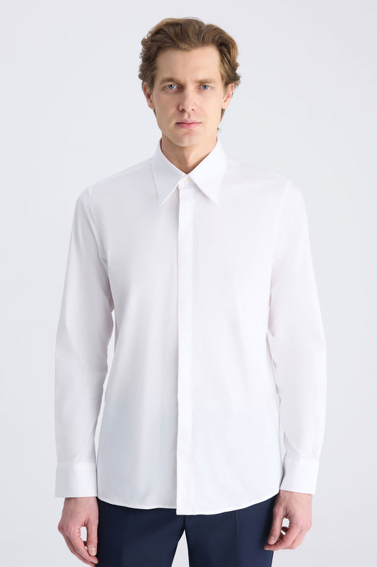 Twn Slim Fit Beyaz Düz Gömlek
