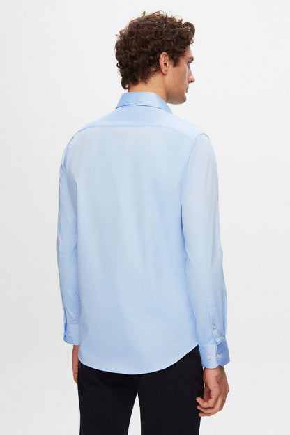 Ds Damat Slim Fit Mavi Düz Gömlek