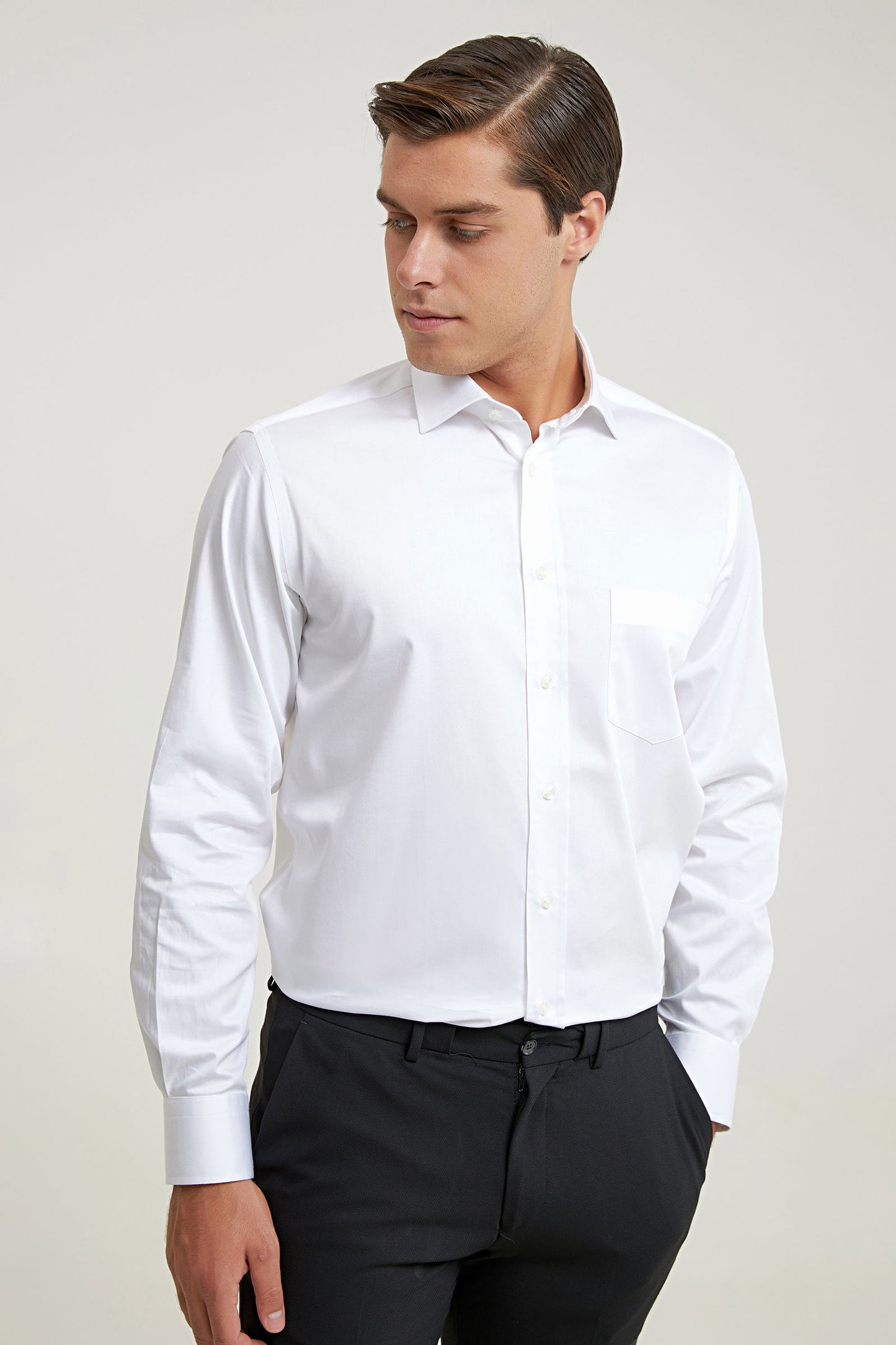 Ds Damat Regular Fit Beyaz Düz Gömlek