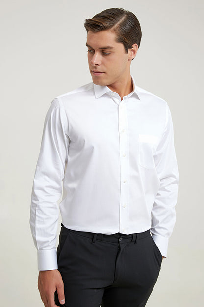 Ds Damat Regular Fit Beyaz Düz Gömlek