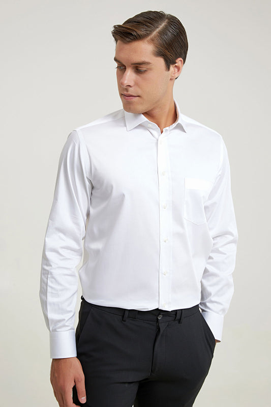 Ds Damat Regular Fit Beyaz Düz Gömlek