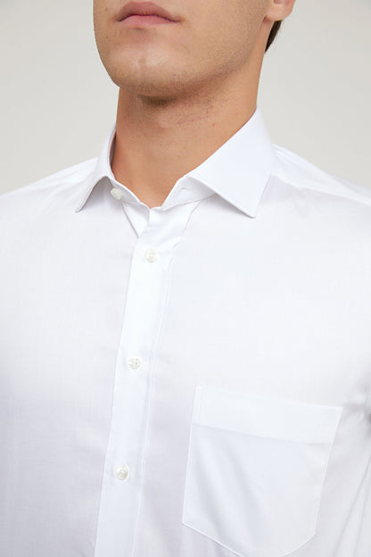 Ds Damat Regular Fit Beyaz Düz Gömlek