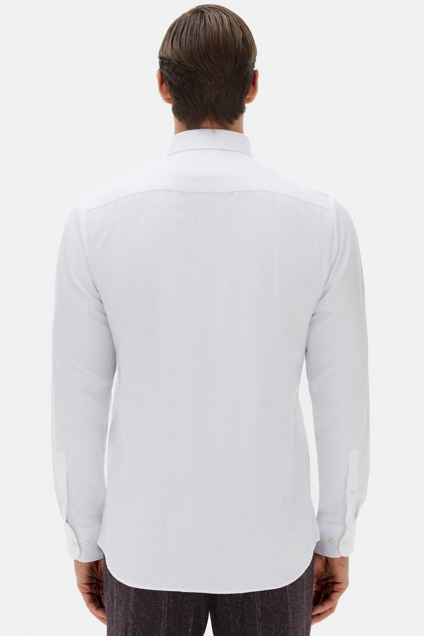 Twn Slim Fit Beyaz Krep Desen Gömlek