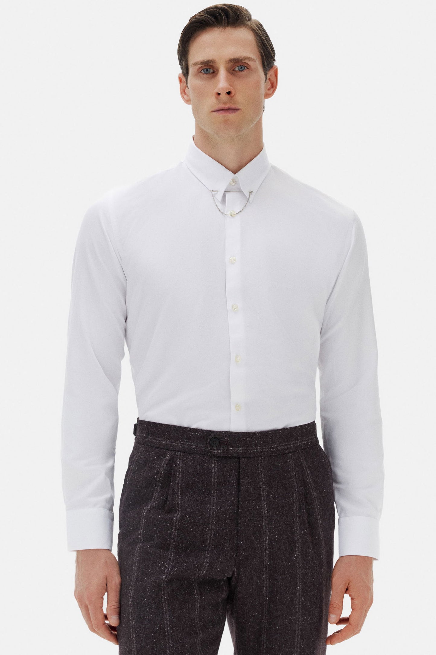 Twn Slim Fit Beyaz Krep Desen Gömlek