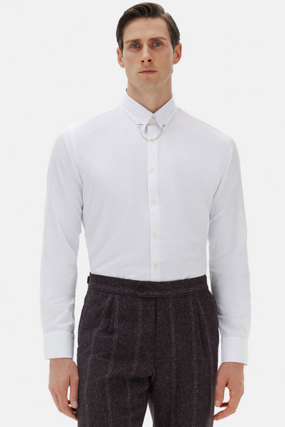 Twn Slim Fit Beyaz Krep Desen Gömlek