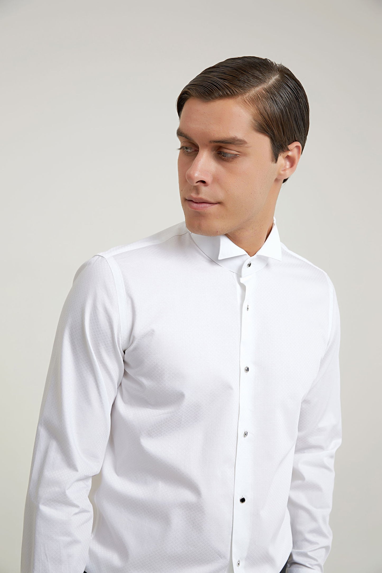 Ds Damat Slim Fit Beyaz Armürlü Smokin Gömlek