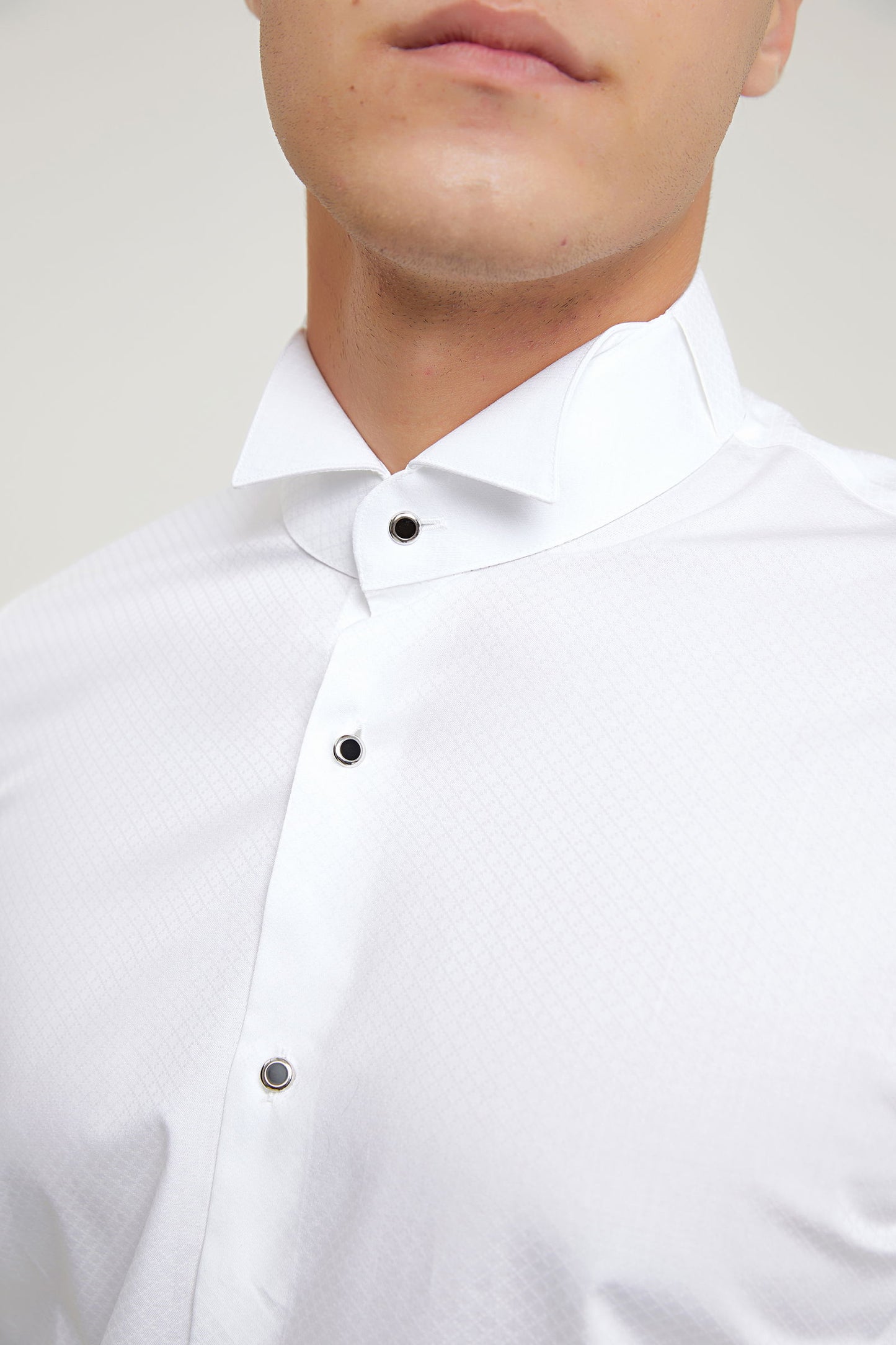 Ds Damat Slim Fit Beyaz Armürlü Smokin Gömlek