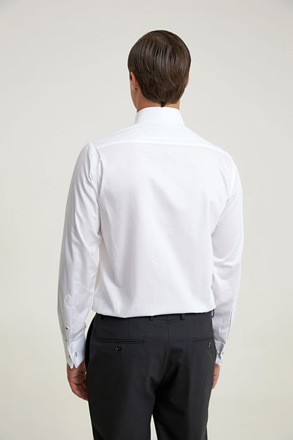Ds Damat Slim Fit Beyaz Armürlü Smokin Gömlek