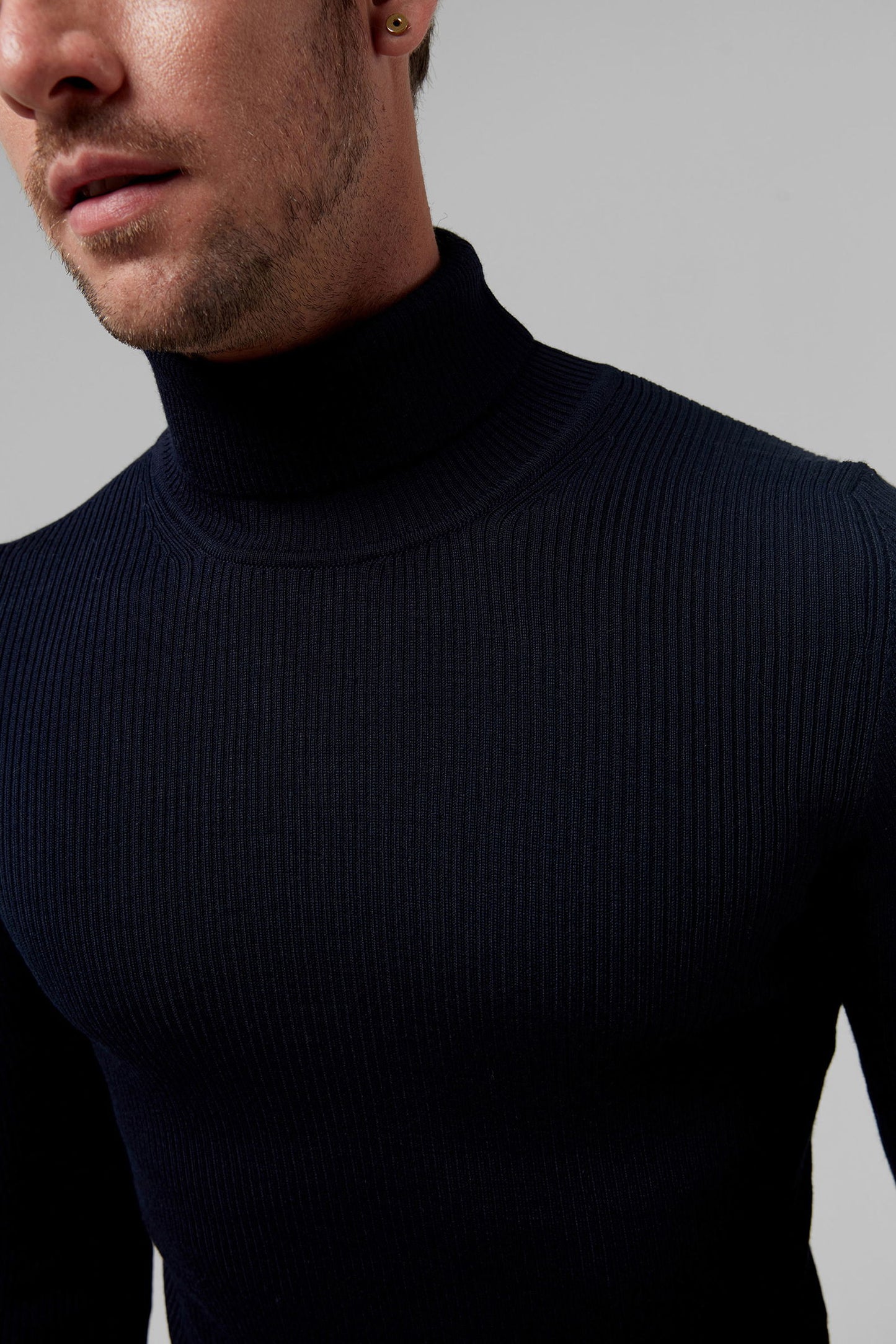 Twn Slim Fit Lacivert Rib Örgü Kazak