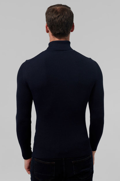 Twn Slim Fit Lacivert Rib Örgü Kazak