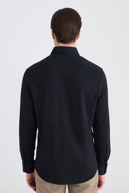 Ds Damat Comfort Siyah Örme Gömlek