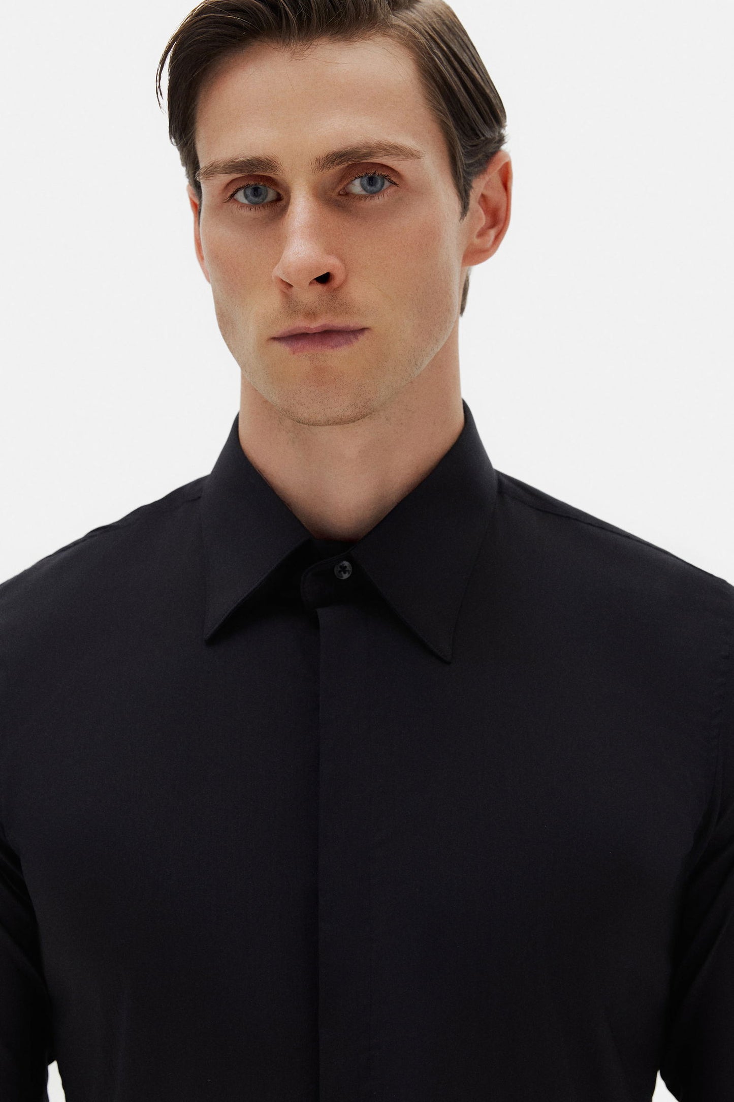 Twn Slim Fit Siyah Düz Gömlek