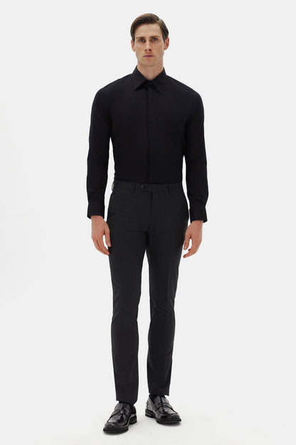 Twn Slim Fit Siyah Düz Gömlek