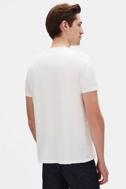 Ds Damat Regular Fit Ekru Düz %100 Pamuk Logo Baskılı T-shirt