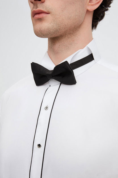 Ds Damat Slim Fit Beyaz Düz Smokin Gömlek