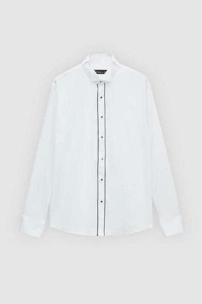 Ds Damat Slim Fit Beyaz Düz Smokin Gömlek