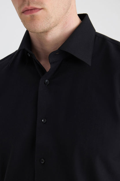 Ds Damat Slim Fit Siyah Armürlü Gömlek