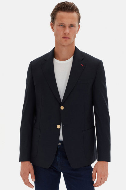 Ds Damat Comfort Fit Lacivert Düz Kumaş Ceket