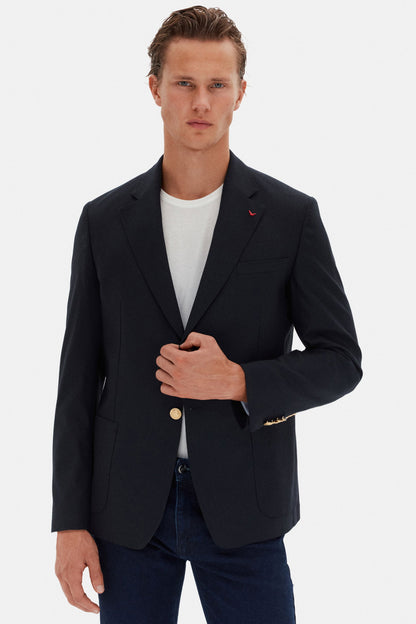 Ds Damat Comfort Fit Lacivert Düz Kumaş Ceket