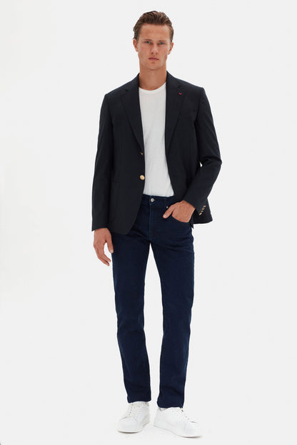 Ds Damat Comfort Fit Lacivert Düz Kumaş Ceket