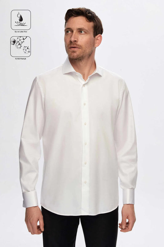 Damat Slim Fit Beyaz Nano Care Gömlek