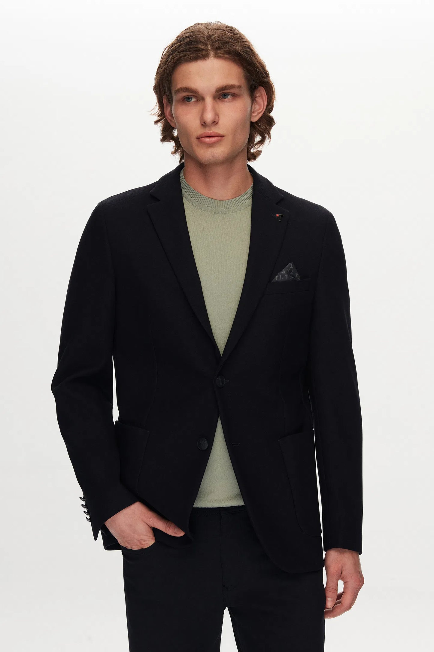 Tween Slim Fit Lacivert Armürlü Ceket + Pantolon / Bı Stretch Kumaş Ceket