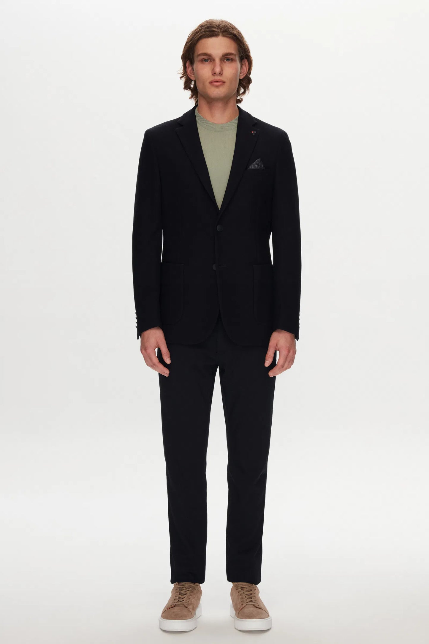 Tween Slim Fit Lacivert Armürlü Ceket + Pantolon / Bı Stretch Kumaş Ceket