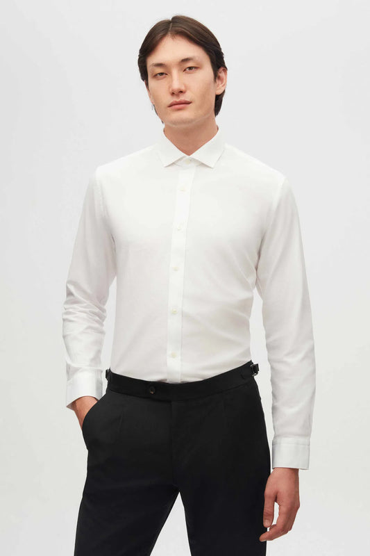 Tween Slim Fit Beyaz Dokulu %100 Pamuklu Gömlek