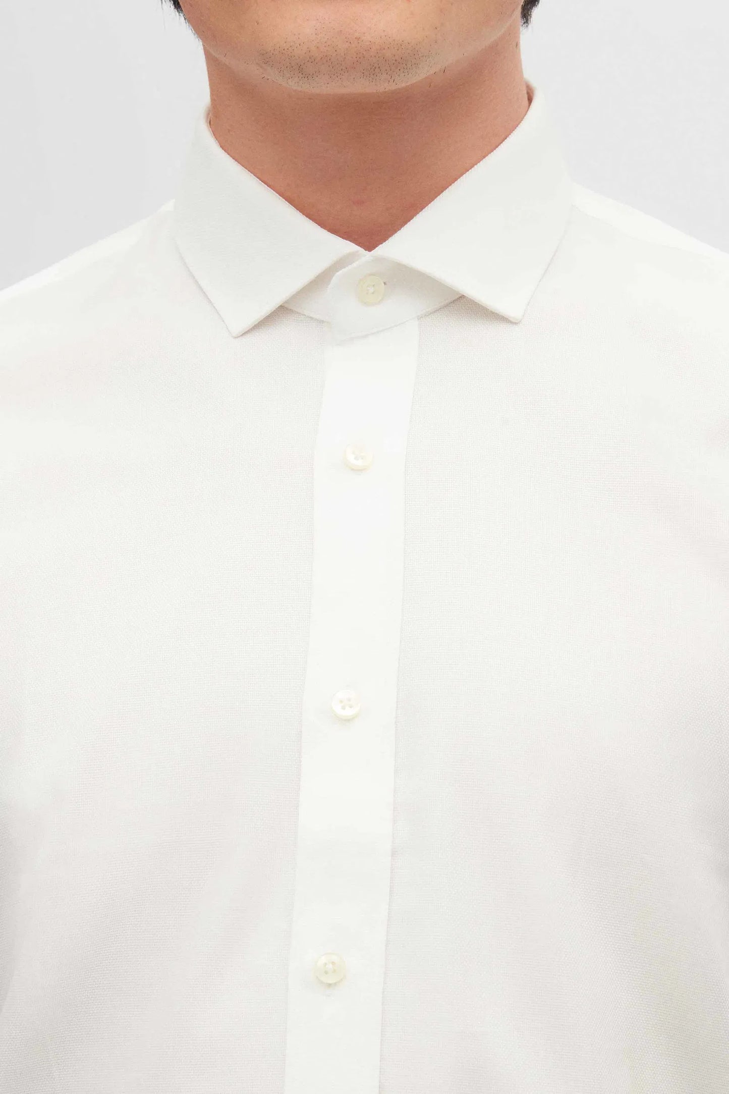 Tween Slim Fit Beyaz Dokulu %100 Pamuklu Gömlek