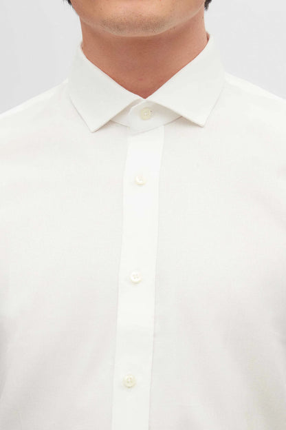 Tween Slim Fit Beyaz Dokulu %100 Pamuklu Gömlek