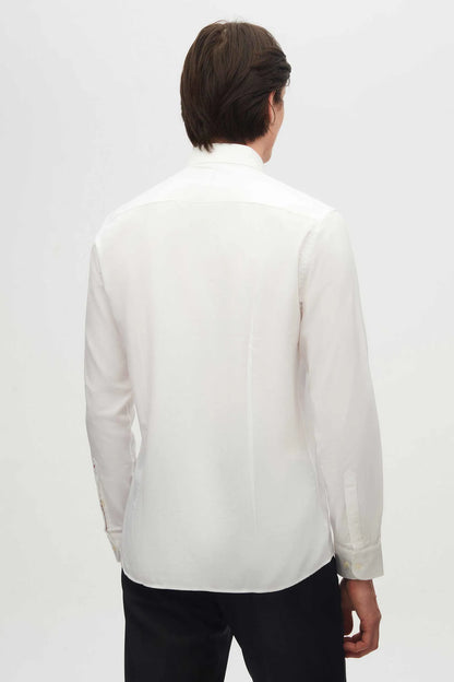 Tween Slim Fit Beyaz Dokulu %100 Pamuklu Gömlek