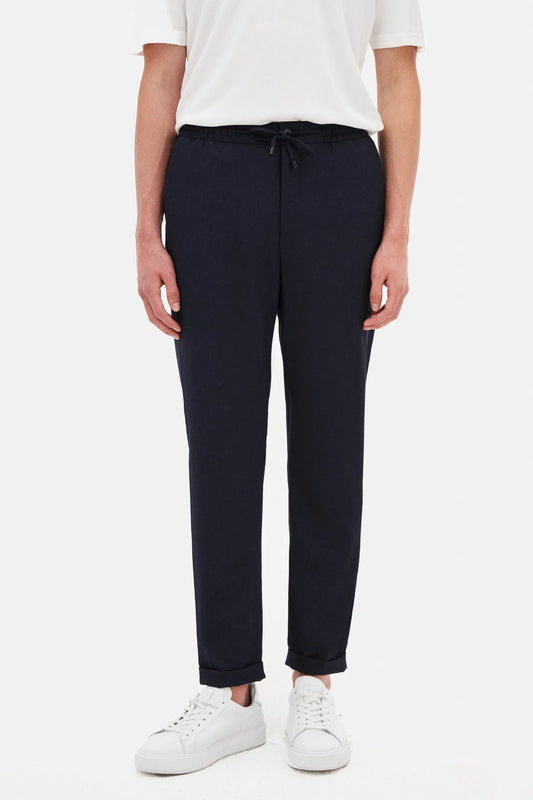 Tween Relaxed Fit Lacivert Armürlü Kumaş Pantolon