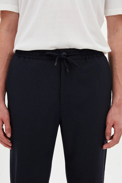 Tween Relaxed Fit Lacivert Armürlü Kumaş Pantolon