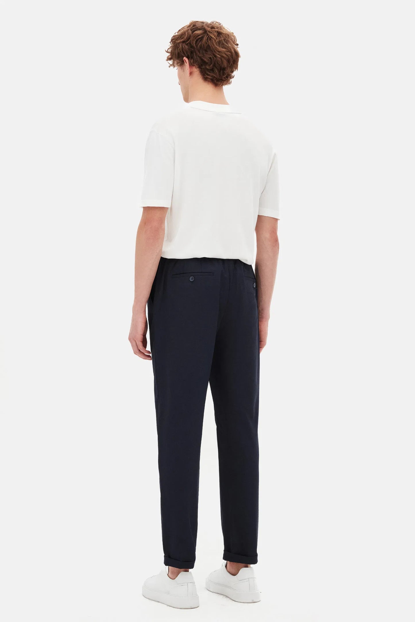 Tween Relaxed Fit Lacivert Armürlü Kumaş Pantolon
