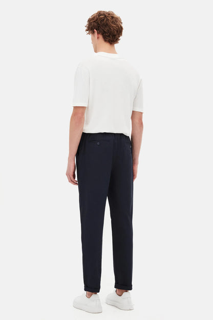 Tween Relaxed Fit Lacivert Armürlü Kumaş Pantolon