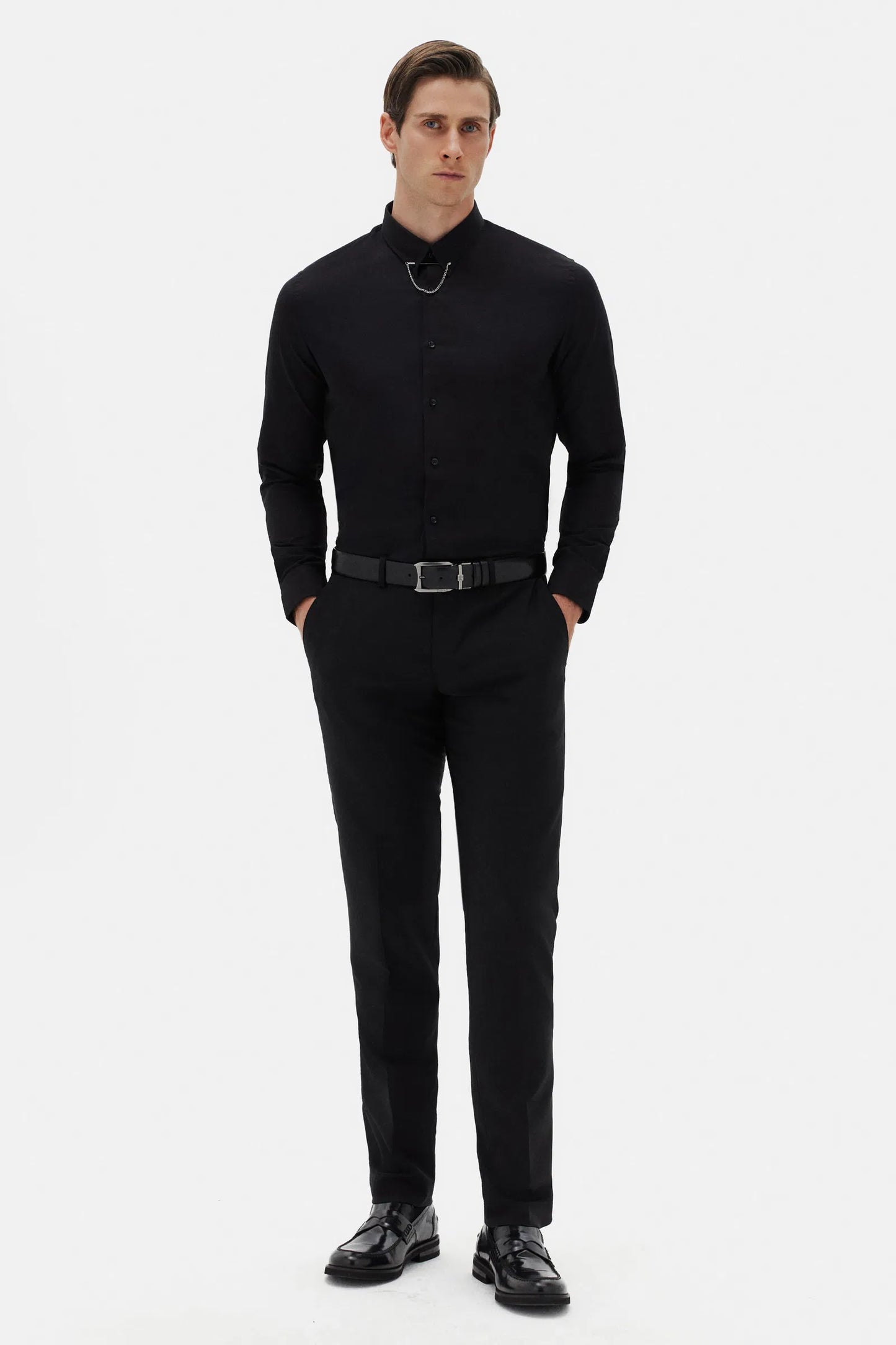 Damat Siyah Yün Karişimli Kumaş Pantolon