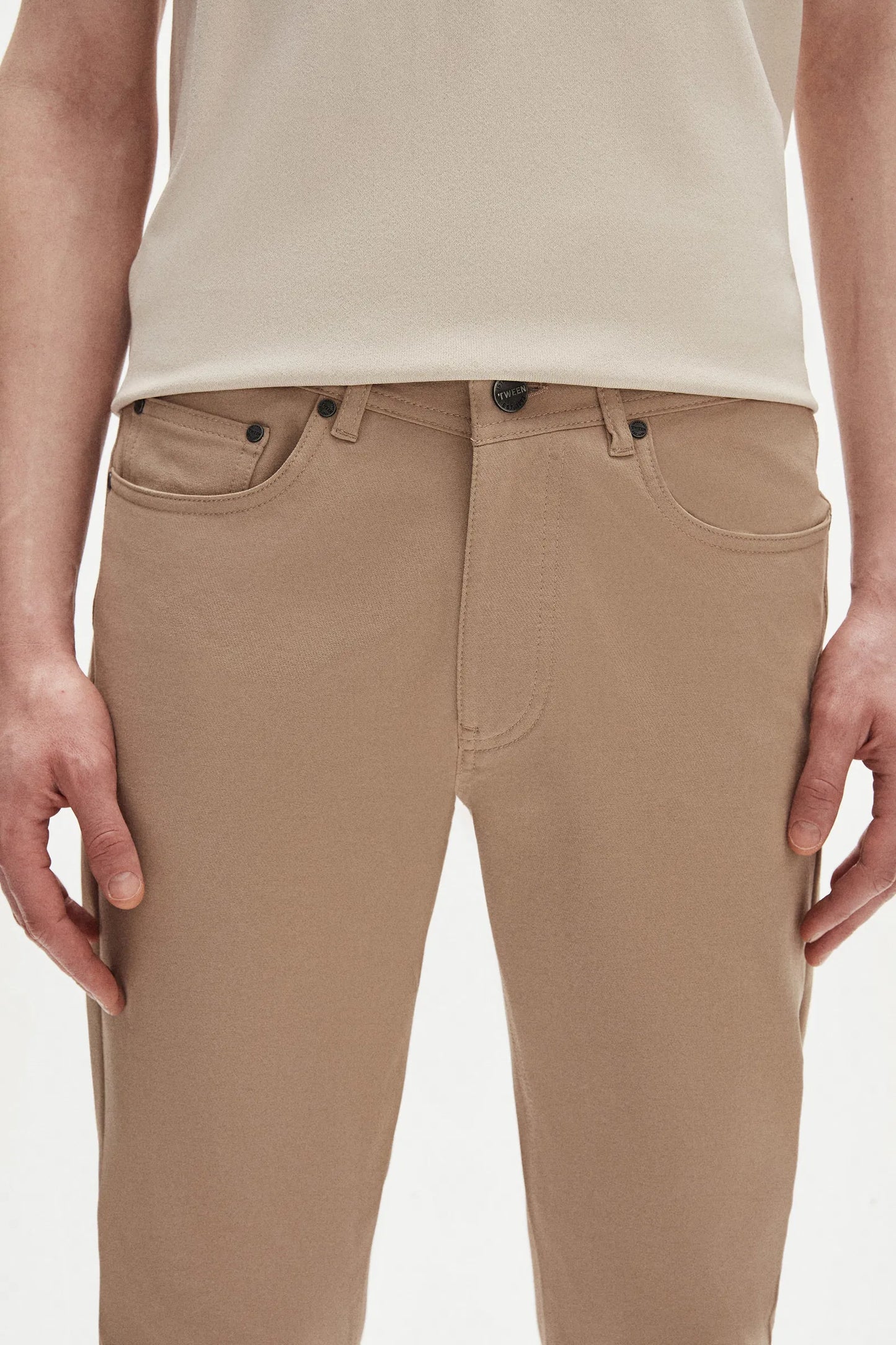 Tween Super Slim Fit Bej Diyagonel Chino Pantolon