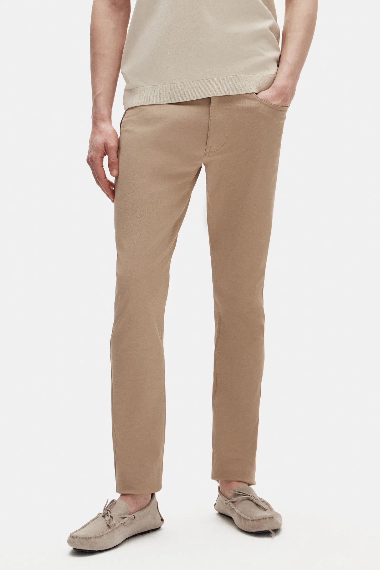 Tween Super Slim Fit Bej Diyagonel Chino Pantolon