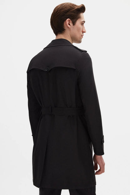 Ds Damat Regular Fit Siyah Pardösü/trenckot